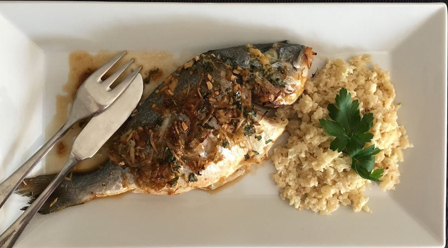 Dorada a la japonesa con risoto de coliflor